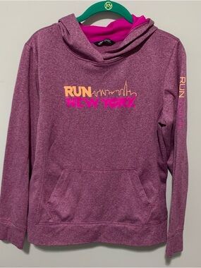 The North Face Heather Plum Cowl Neck 'Run New York' Sweatshirt with Pink Accent